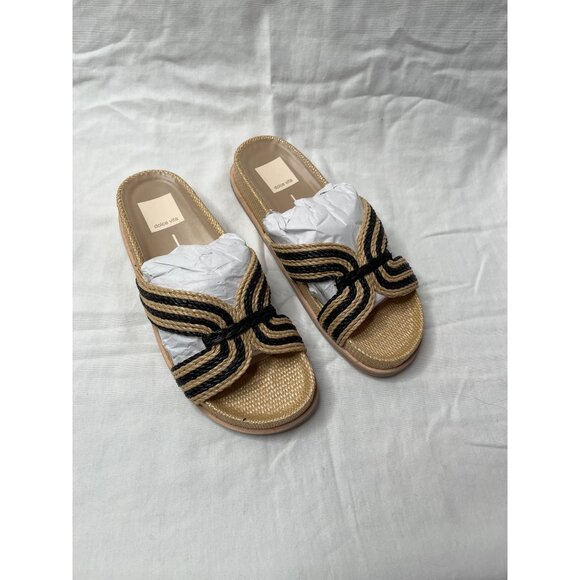 Dolce Vita Selda Women's Raffia Slide Sandals Natural Black 6 M - Picture 4 of 7